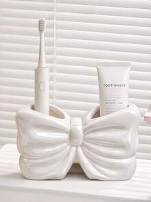 1 Set Bow Toothbrush Holder And Toothpaste Storage Rack, Bathroom Countertop Organizer - Multicolor - View 4