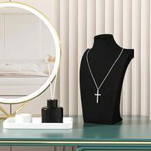 1 Black Velvet Necklace Display Stand, High-End Mannequin Bust Holder, Suitable For Jewelry Counters, Travel, And Back-To-School Season. - Black - View 2