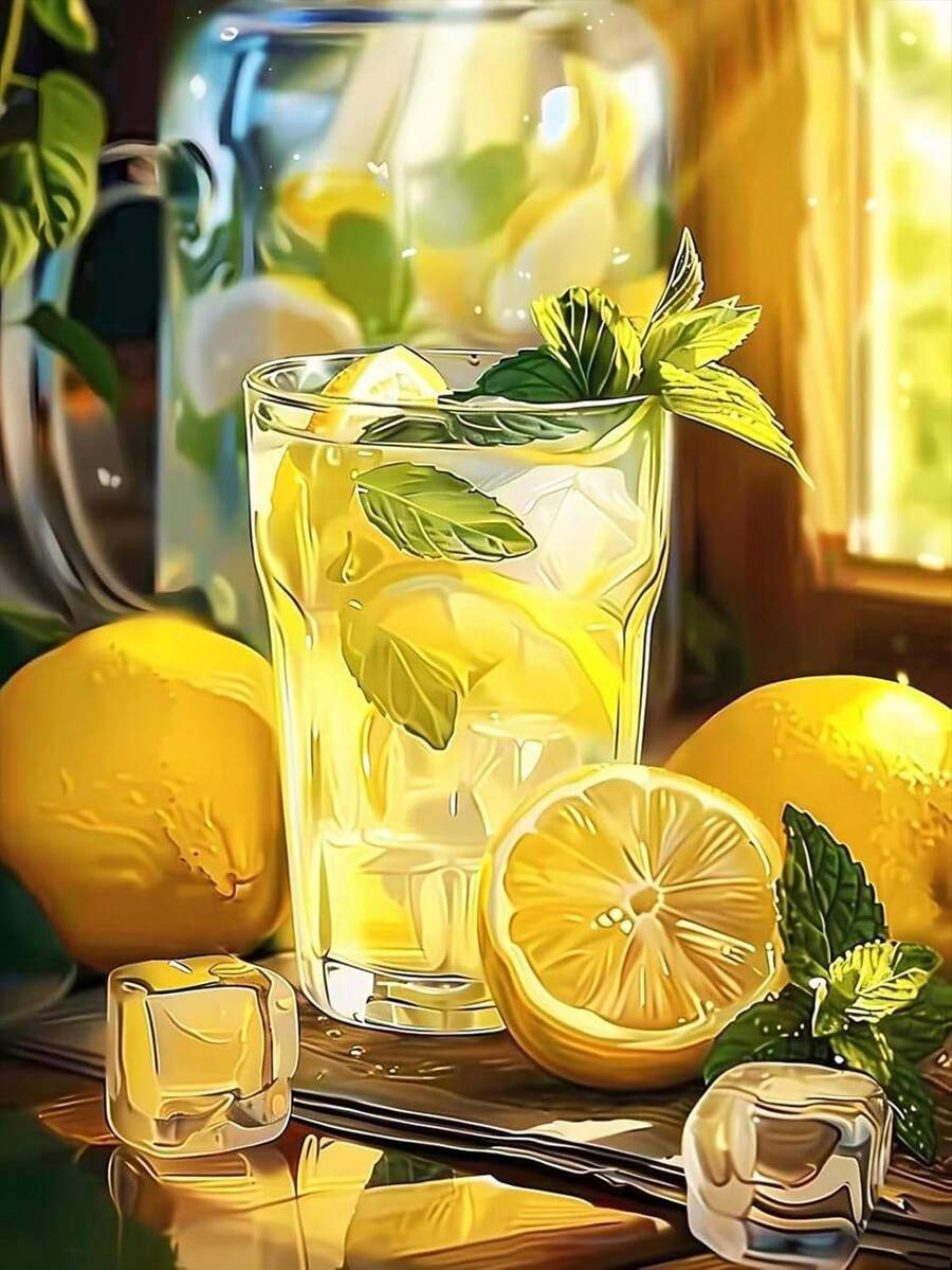 1pc DIY Diamond Painting Kit, Fruit Lemon Design, Full Drill, Home Decor, 30*40cm/40*50cm - Sets - View 1
