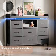 Caluself Chest Of Drawers With 8 Drawers, Side Table For The Living Room, Chest Of Drawers That Can Be Used As A Dressing Table Or Storage Furniture, Chest Of Drawers With 8 Fabric-Covered Drawers - màu đen - Xem 2