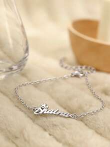 Vòng chân khắc tên theo yêu cầu, vòng chân bằng thép không gỉ có thể điều chỉnh, mặt dây chuyền chữ hình vương miện phong cách hiphop, trang sức phong cách bohemian dành tặng phụ nữ. - Vàng - Xem 9