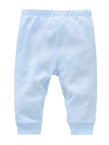 3条婴儿纯棉裤，浅蓝色，麻灰色 - 彩色 - 查看 2