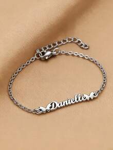Customized Beach Name Anklet, Personalized Name Butterfly Punk Wedding Outdoor Beach Vacation Travel Waterproof Non-Fading Anklet Tag, Valentine's Day/Christmas Gift - Silver - View 3