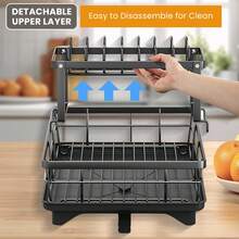Double-Tier Kitchen Worktop And Sink Cutlery Rack, Large Cutlery Storage Rack, Complete With A Draining Board And Cutlery Rack; The Cutlery Storage Rack And Kitchen Storage Rack Are The Ideal Choice For The Home - View 5