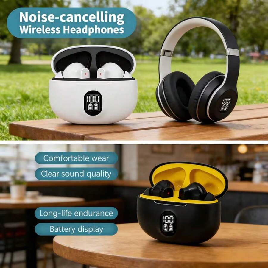 Auriculares inalámbricos TWS In-Ear, con indicador de nivel de batería, control táctil, compatible con llamadas de voz, calidad de sonido de alta definición, auriculares deportivos y musicales - Ver 1