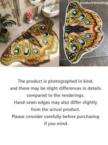 1件绿色和粉色蝴蝶形状不规则地毯，天然个性化装饰垫，多种尺寸可选，装饰地毯，卧室装饰，小地毯，地毯，家居装饰，客厅地毯，小客厅地毯，卧室地毯，客厅家居装饰，户外地毯，可水洗地毯，尺寸不规则，1-5厘米裁剪公差 - 多色 - 查看 5