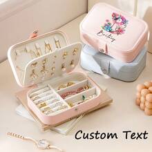 Customized Personalized Name Jewelry Storage Box, Bridesmaid Gift, Travel Jewelry Box, Birthday & Christmas Gift, Mother's Day Gift, Valentine's Day Gift, Gift For Her, Jewelry Box, Jewelry Storage Box - Pink - View 2