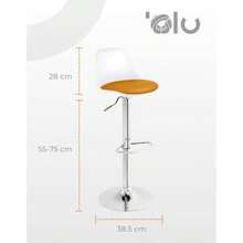 olu Sillas Altas para Barra y Comedor Sillas Giratorias 360° con Respaldo y Asiento Tipo Vino Piel Ajustables en Altura para Oficina y Hogar Blancas y Negras Beige - Beis - Ver 3