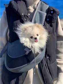 1pc Pet Dog Harness Breathable Mesh Travel Backpack, Suitable For Dogs & Cats - Black - View 4
