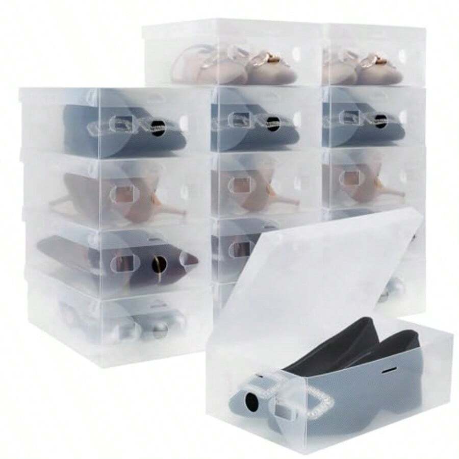kilofly 15 Smart Storage Containers Foldable Clear Shoe Box Set - Claro - Ver 1