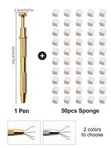一套金银海绵指甲夹和50个海绵头化妆工具，适用于指甲油、化妆品涂抹和清洁、美甲、美甲艺术、返校季、指甲护理、美甲印花、足部护理工具 - 彩色 - 查看 10