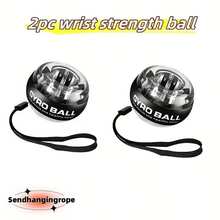2pcs Self-Starting Wrist Strength Gyroscope Balls, Professional Wrist & Arm Trainer For Adults, Home Fitness Wrist & Muscle Strength Exercise - Black - View 2