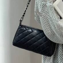 2026 New Fashion Elephant Style Mahjong Bag With Silver Chain, Rhinestone Clasp, Diamond Mesh Chain, Crossbody Single Shoulder Underarm Bag - 黑色 - 查看 3