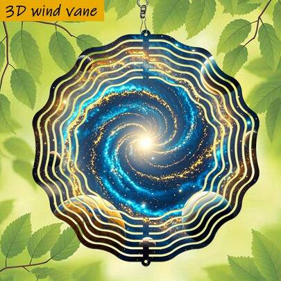 3D Galaxy Rotating Weathervane - 360° Rotating Starry Sky Wall Decor With Hanging Hook, 10-Inch Round Iron Metal Indoor/Outdoor Decoration For Wedding, Christmas, Party And Garden - Battery/Electricity-Free, Purely Manual Driven (No Battery Required) - Enchanting Galaxy And Nebula Design (Pendant Not Included), Random Style