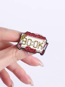 1set It's True Crime Mystery Time Enamel Pin Timer Shape Magnifying Glass Footprint Caution Brooch Lapel Backpack Badge Jewelry Gift - Multicolor - View 9