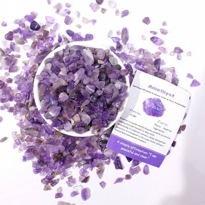 100g/Bolsa Grava natural de amatista - Chips de cristal pulido para sanación Reiki, acuario, relleno de jarrones y decoración del hogar
