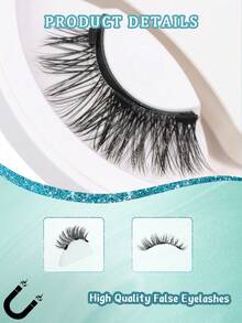 1Pair Natural Cat Eye Magnetic Eyelashes With Applicator Reusable Magnetic Lashes Kit Eyetail Elongated Waterproof No Glue Needed False Eyelashes - màu đen - Xem 3