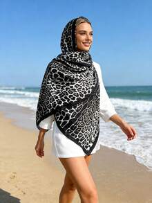 90厘米波西米亚风女士豹纹围巾，休闲防晒头巾/颈巾，适合夜间裹敷、睡眠和日常佩戴，可用作围巾、发带、头饰或服装配饰。 - 彩色 - 查看 12