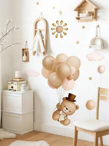 Removable Bear Balloon PVC Wall Stickers For Nursery Living Room Bedroom Bathroom Decorative Baby Favorite Bear Decals - Multicolor - View 4