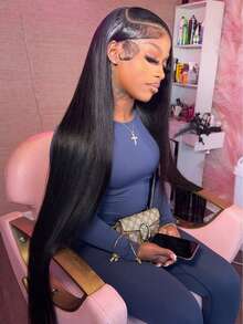 40 Inch 13x6 Lace Front Wigs Human Hair Pre Plucked With Baby Hair 13x4 Straight HD Transparent Lace Front Human Hair Wigs For Women Ear To Ear Long Hairline - Natural Black - 查看 6