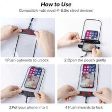 Funda impermeable para móvil, pack de 2 unidades. Funda transparente e impermeable con cordón para colgar, compatible con iPhone 17 Pro Max y Galaxy. Funda multifuncional impermeable de 8,3 pulgadas, ideal para nadar en invierno, viajes en crucero, buceo, piragüismo, baños termales y spa. - Negro - Ver 2