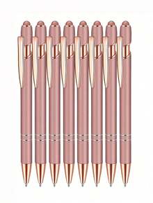 12/8/4/2pcs 2-In-1 Rose Gold Metal Stylus Ballpoint Pen With 1.0mm Black Ink For Touch Screen Devices - Multicolor - View 2
