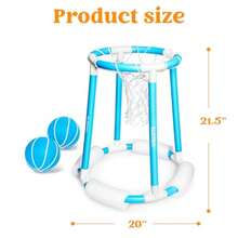 Pool Basketball Hoop Set Floating Basketball Pool Game Swimming Floats Toys with Balls Pump Summer Outdoor Water Play Toy for and Adults Blue - Azul - Ver 3