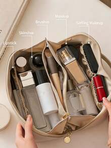 1pc Large Capacity Travel Makeup Bag - Multi-Function Bathing Set - Waterproof Cosmetic Bag - Women's Portable Storage Pouch - Makeup Bag - Makeup Storage Box - Makeup Storage Container - Makeup Storage Box - Best Gift For Family Or Girlfriend - Multicolor - View 5