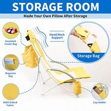Nice C - Silla de playa sillas de playa para adultos con paraguas y enfriador respaldo alto portavasos y bolsa de transporte y resistente compacta al aire última intervensión camping juego de - Amarillo - Ver 7