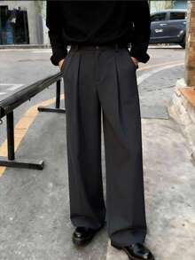 男士休闲商务正装裤，时尚简约百搭西装裤 - 灰色 - 查看 1