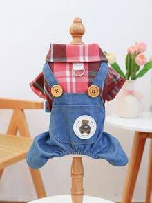 PETCIRCLE 1件宠物衣服，狗狗服装四脚围兜裤，休闲幼犬春夏新款服装 - 可爱围兜裤 - 彩色 - 查看 4