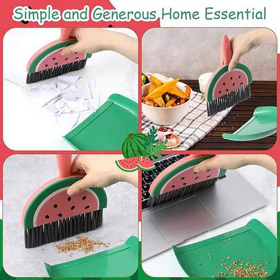 Ouligay 便携式迷你扫帚簸箕套装，配有耐用刷毛，可爱的迷你簸箕和刷子套装，轻巧的簸箕扫帚套装，适用于桌面和小空间清洁