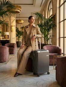 Carry-On Suitcase For Domestic And International Travel, 4 Double Wheels, 360° Rotating Lock, Built-In Padlock - Óxido marrón - Ver 2