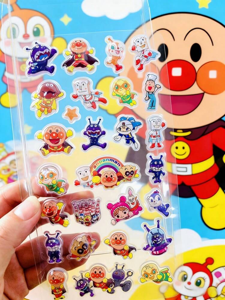 可愛いステッカー、面白い光沢のある型押しデコレーション、3Dおもしろい日本のアニメステッカー、しっかりした素材、繊細なデザイン、自己接着式 防水デコラティブステッカー、テクスチャ効果と完全なデコラティブな雰囲気、ミックスカラーデザイン、非対称形状、防水デコラティブステッカー - マルチカラー - 見る 6
