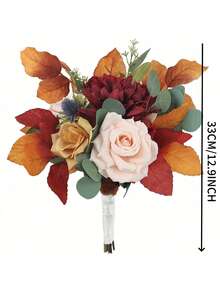 Artificial Rose Flower Wedding Bouquet, Spring Autumn Wedding Decor, Bride Bouquet, Bridesmaid Bouquet ,Photo Props ,Wedding Ceremony, Proposal, Wedding Corsage, Silk Rose Flower Bouquet, Wedding Bridal Shower Party, Office & Home Decoration,Summer,Beach - Multicolor - View 13