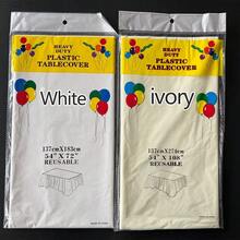 3/6pcs Ivory Color Disposable Rectangular Tablecloth, 54" X 108", Cream Waterproof Plastic Tablecloth For Party, Holiday And Gathering - Multicolor - View 4