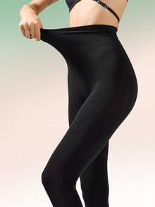 1 đôi quần legging nữ co giãn 100 denier, thoải mái, thích hợp mặc hàng ngày. - màu đen - Xem 4