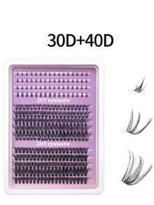 HBZGTLAD 14 filas de pestañas + pestañas inferiores con curvatura D Pestañas individuales DIY en forma de púas Extensión de racimos de pestañas de estilo manga Racimos de pestañas únicos Pestañas de hada personal y delicada - D - Ver 8