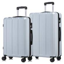 YONSLY 2‑Piece Suitcase Set 24/28 Inches With 4 Wheels 360° Combination Lock Mesh Pocket Soft Rubber Handle Lightweight Shockproof Hard Shell Suitcase - 銀色 - 查看 9