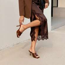 Women High Heels Stiletto Mule Sandals, Sexy Open Toe Slip On Sandals For Party Dressy Prom Wedding Casual Wearing - 棕色 - 查看 8
