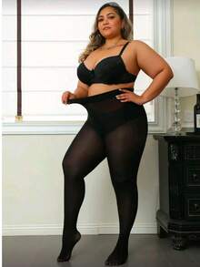 2 Pairs 80D Magic Stretch Plus Size Pantyhose, Thin Anti-Snag Sexy Leggings, Suitable For Up To 300lbs, Christmas - Multicolor - View 2