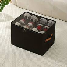 Foldable Fabric Shoe Storage Box, Holds Up To 12 Pairs, Large Capacity Covered Shoe Organizer, Suitable For Wardrobe, Transparent Lid For Dust-Proof And Moisture-Proof, Washable Multi-Purpose Shoe Box For Home, School, Dorm - Multicolor - View 10