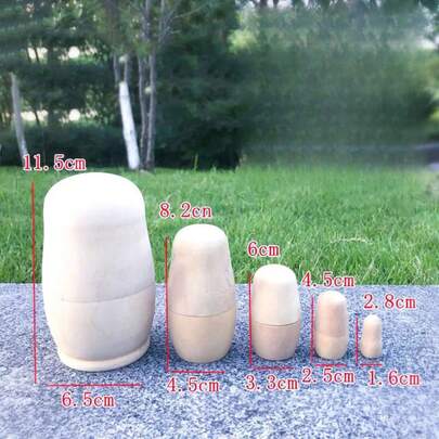 DIY Wooden Matryoshka Doll (5-Layer Hand-Painted) - Wooden Craft Ornaments For Students And Activities