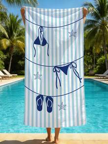 1 chiếc khăn tắm biển mùa hè siêu mềm mại, in họa tiết bikini kẻ sọc, chất liệu microfiber, thích hợp trang trí nhà cửa, dùng cho bãi biển, hồ bơi, cắm trại và du lịch, cực kỳ thoải mái. - Nhiều màu - Xem 1