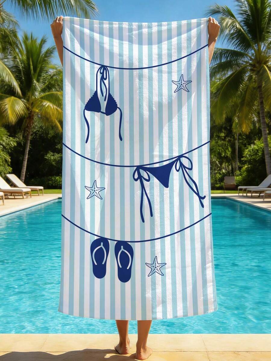1 chiếc khăn tắm biển mùa hè siêu mềm mại, in họa tiết bikini kẻ sọc, chất liệu microfiber, thích hợp trang trí nhà cửa, dùng cho bãi biển, hồ bơi, cắm trại và du lịch, cực kỳ thoải mái. - Nhiều màu - Xem 1