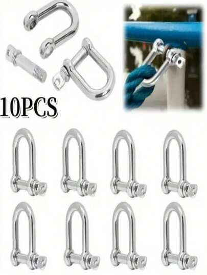 10 chiếc còng chữ D M6, kẹp còng chữ D chịu lực cao dùng cho công trình xây dựng, cứu hộ xe, kéo xe, buộc hàng, hệ thống treo, phụ kiện đa năng.