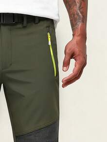 AHTELB 男士春秋季工装裤，休闲直筒户外徒步裤，防风裤 - 軍綠色 - 查看 3