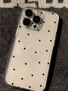 1pc Creative Black Polka Dot Pattern Transparent TPU Protective Phone Case, Suitable Compatible With Apple Models Xs/Xsmax/Xr/11/12/13/14/14plus/15/15plus/16/16plus/7/8plus/17, Can Be Used As Holiday Gift For Boyfriend/Girlfriend - Multicolor - View 2