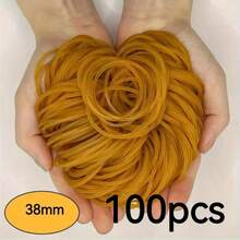 100/300/500 条多用途黄色橡皮筋 - 耐用天然橡胶，适合整理办公室、学校和家庭用品，直径 38 毫米/1.5 英寸，适合返校使用 - 黃色 - 查看 6