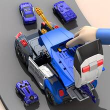 5-In-1 Transforming Car Toy Set - DIY Assembly Car Playset With Helicopter And Mini Cars, Large Transport Truck Converts To Station, Construction Toy For Kids 3+ Years - Multicolor - View 7